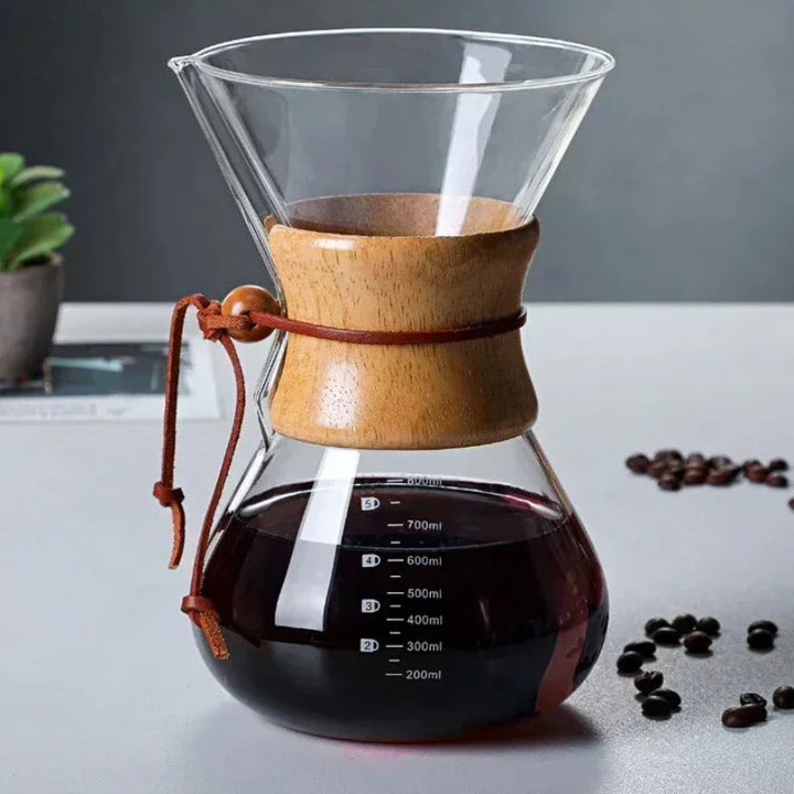 Håndglass kaffekjele med rustfritt stålfilter dryppbrygger kaffe | Luvikno