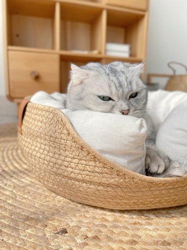 Håndlaget Komfortabel Katt Seng - LuxeSnooze Luvikno