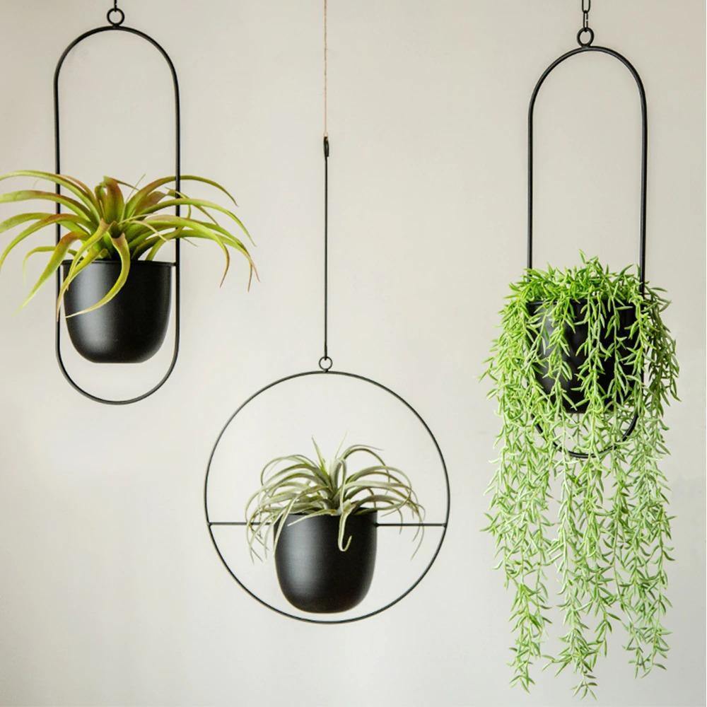 HaloRing Hengende Planteholder – Metall Hengende Blomsterkrukke for Innendørs og Utendørs | Luvikno