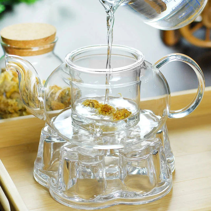 Varmebestandig glass tekanne glass tekanne med infuser tekanne sett | Luvikno