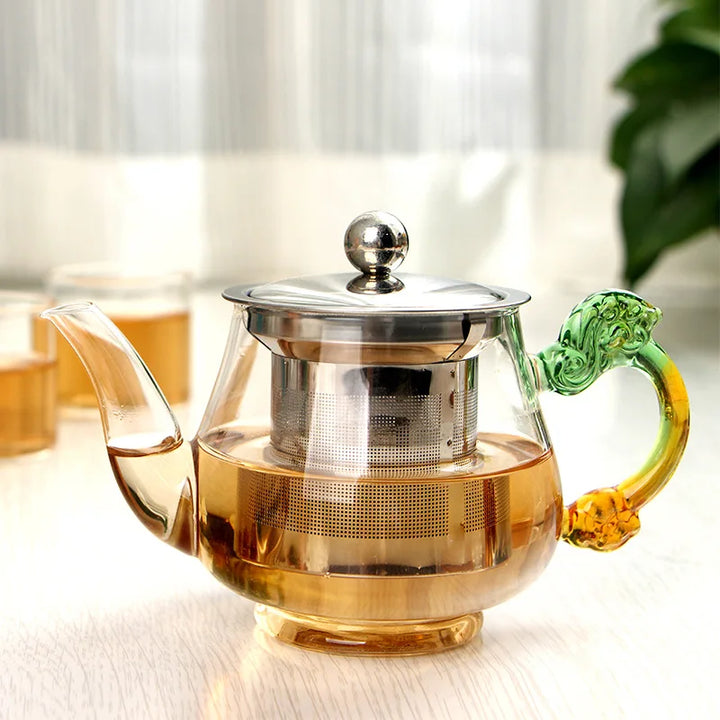 Varmeresistent glass tepotte med rustfritt stål infusor glasskettle | Luvikno