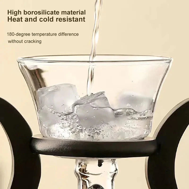 Varmebestandig glass te-sett med magnestisk vannroterende lokk | Luvikno