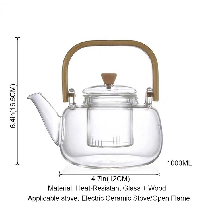 Varmebestandig glass tekanne med beholder Keramisk tekanneholder base | Luvikno