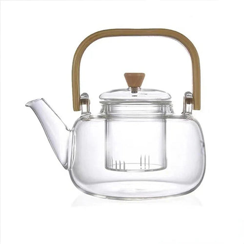 Varmebestandig glass tekanne med beholder keramisk tekanneholder base | Luvikno