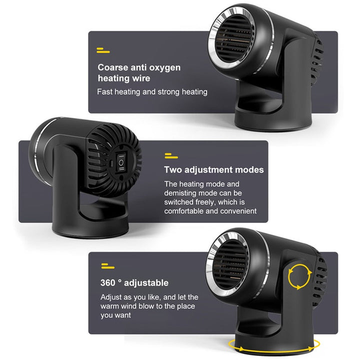 Luvikno | 12V Bærbar Bilvarmer med 360° Rotasjon & Overopphetingsbeskyttelse