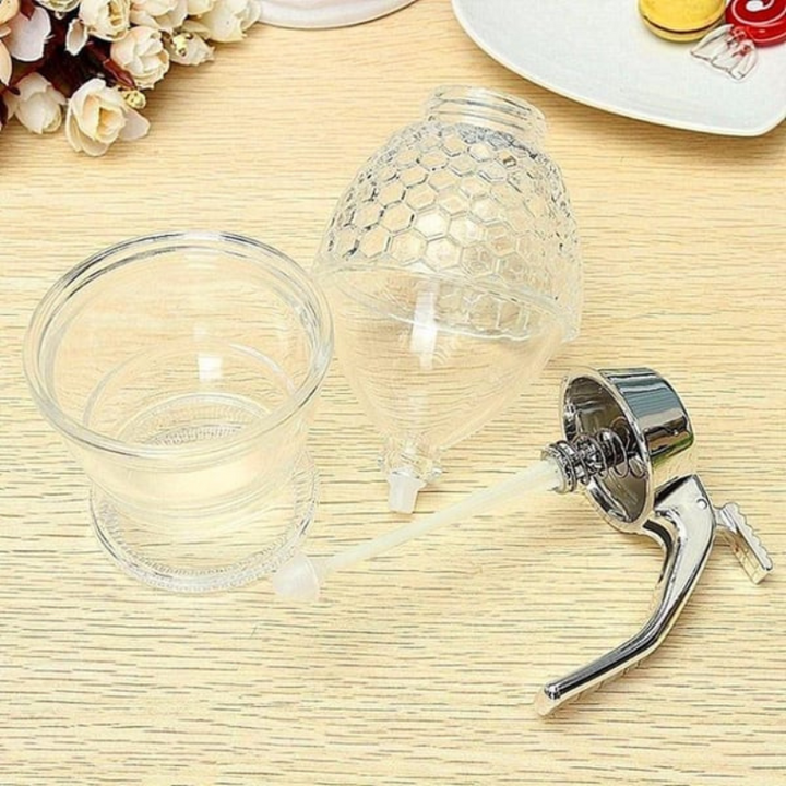 Dryppfri honningdispenser med bikube-design – 200 ml plast | Luvikno