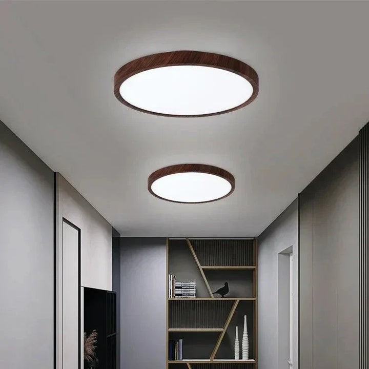 Luvikno | Moderne Sirkulær Taklampe med Justerbart LED-belysning i Varm Valnøttfarge for Stue og Soverom