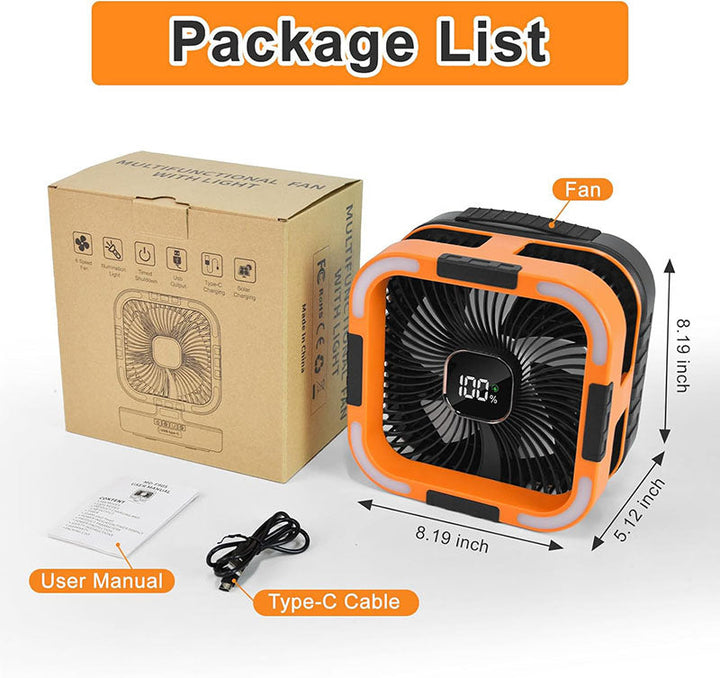 3 i 1 solardrevet campingvifte | Luvikno