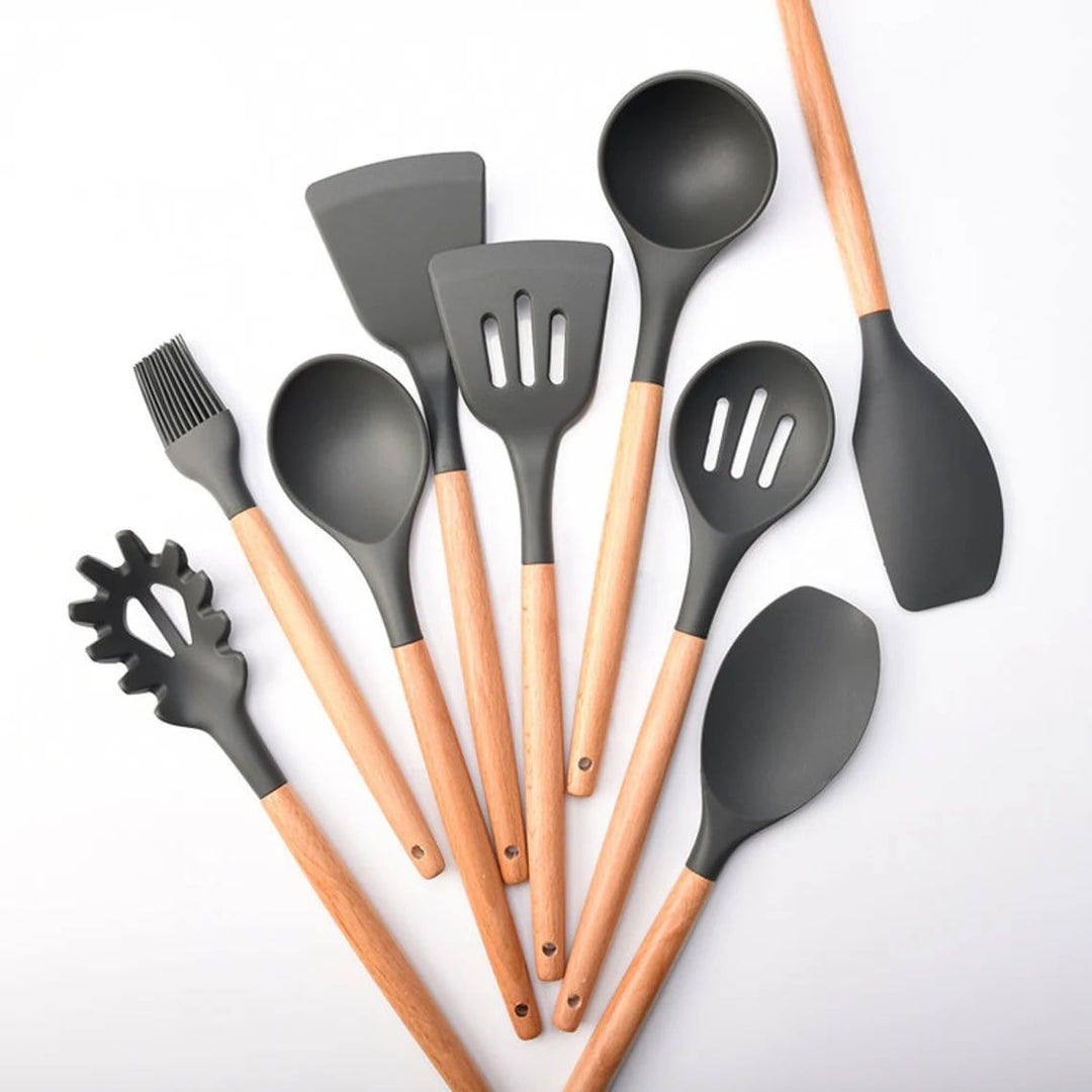 9 Pcs Silikon Kjøkkenredskaper Sett | Luvikno