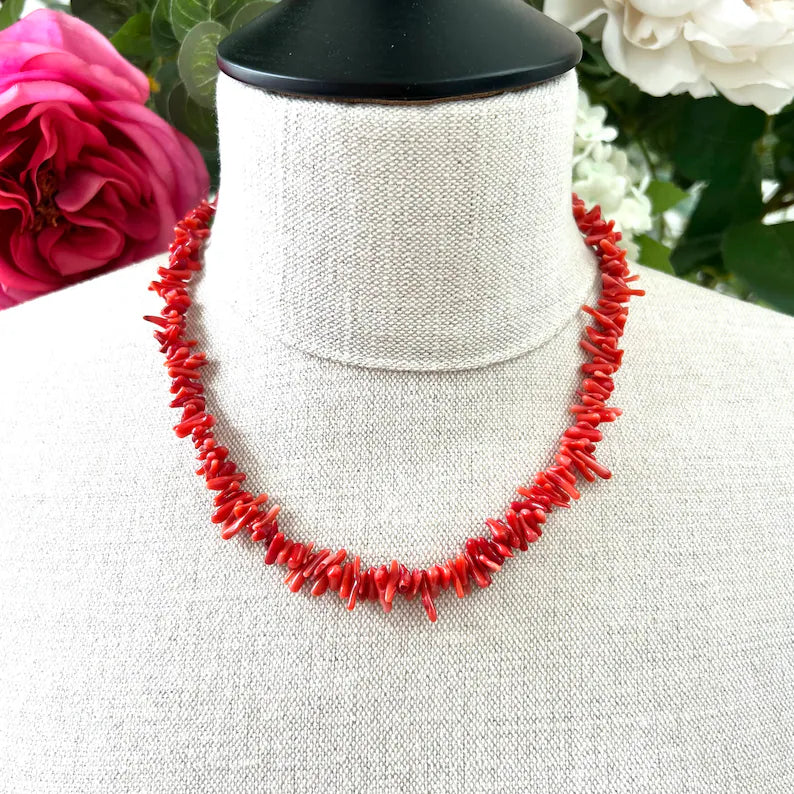 Vibrant Red Coral Necklace | Perfect Eye-Catcher for Your Style Luvikno