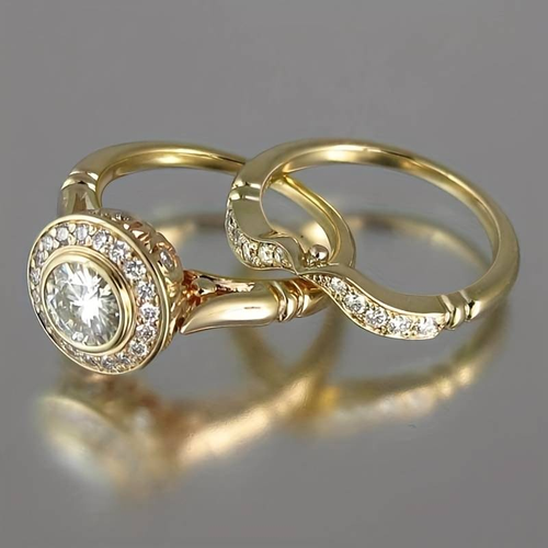 Elegant Utformet Vintage Gull & Zirkonia Ring Sett - Viviana Samling Luvikno