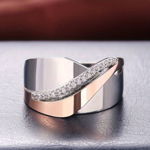 Elegant Vintage Zirkonia Ring i Roségull og Sølv - Elviana Luvikno