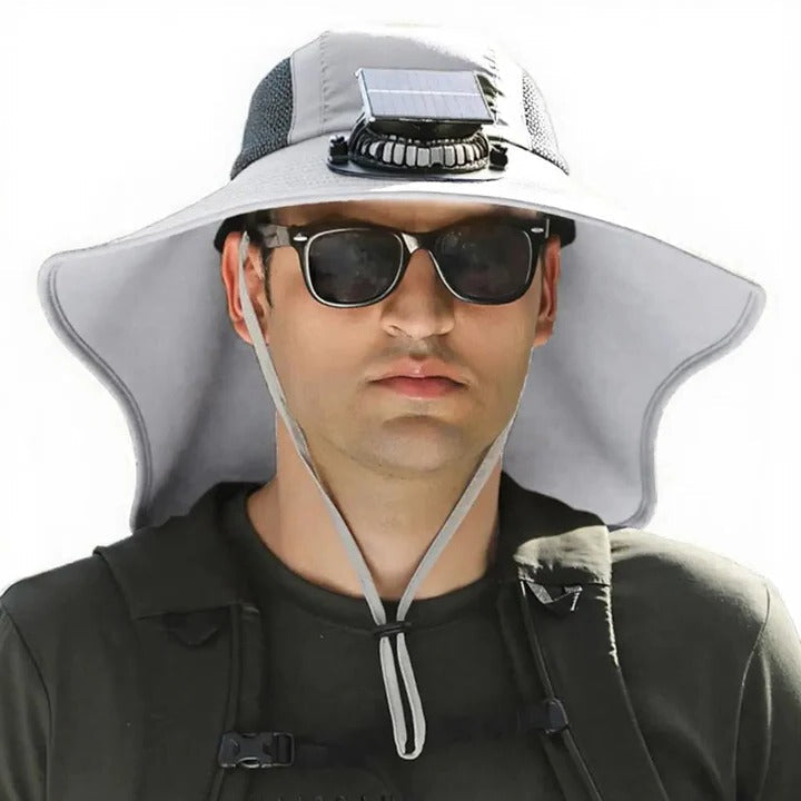 Solar Fan Hat med Bred Skjerm UV Beskyttelse | Luvikno