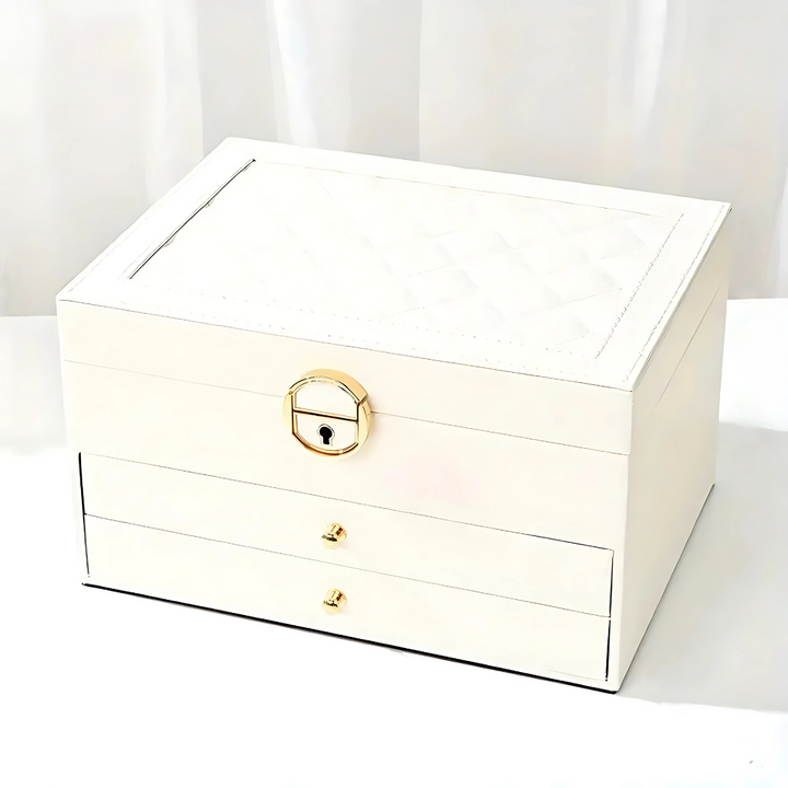 Lær Multi-Layer Smykkeskrin Organizer Luvikno