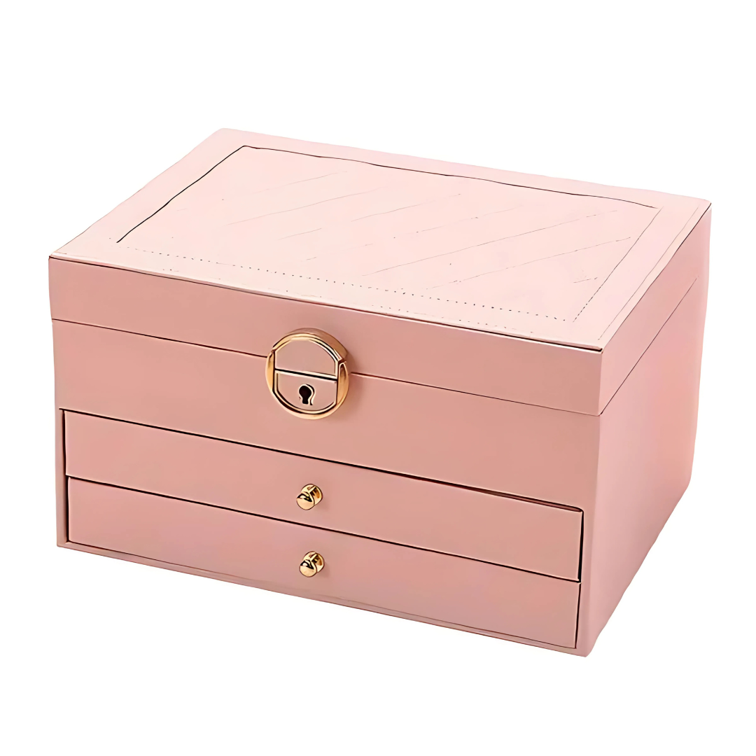 Lær Multi-Layer Smykkeskrin Organizer Luvikno