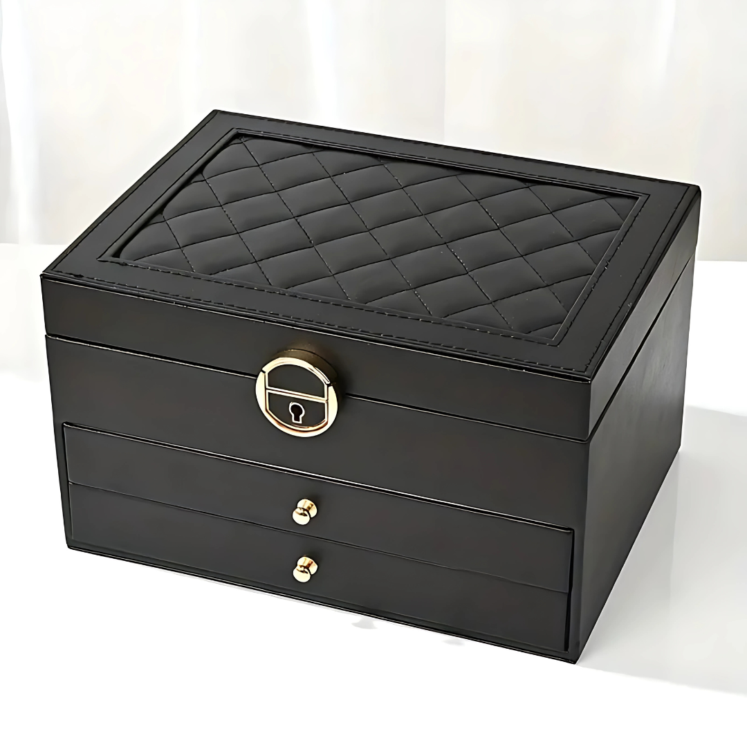 Lær Multi-Layer Smykkeskrin Organizer Luvikno