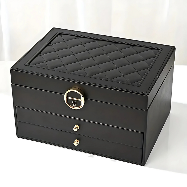 Lær Multi-Layer Smykkeskrin Organizer Luvikno