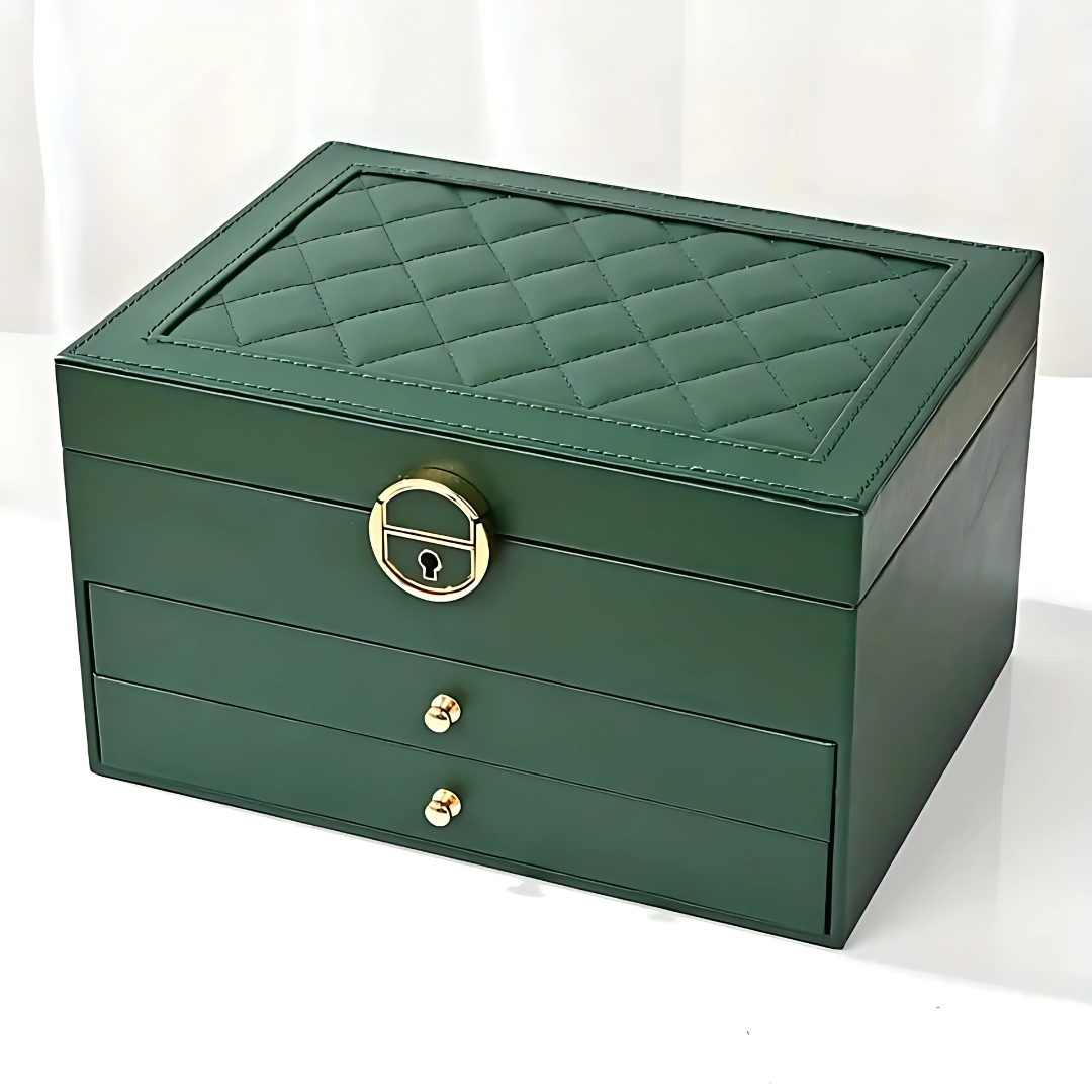 Lær Multi-Layer Smykkeskrin Organizer Luvikno