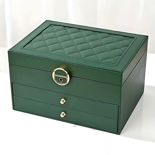 Lær Multi-Layer Smykkeskrin Organizer Luvikno