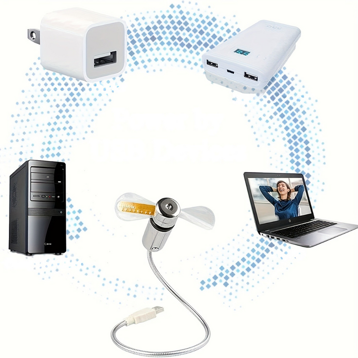 USB skrivebordsvifte med LED klokkevisning | Luvikno