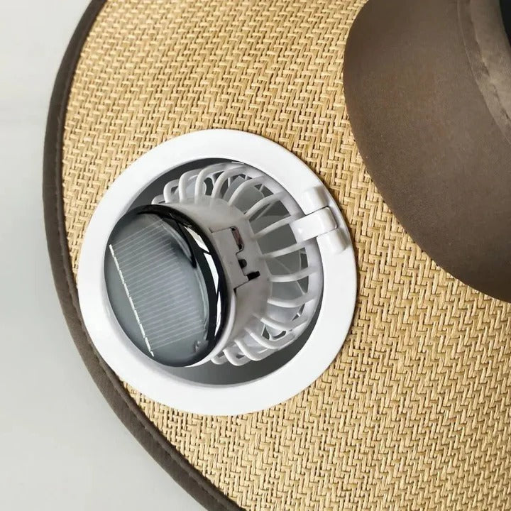 Bred brim solhatt med solcelledrevet vifte | Luvikno