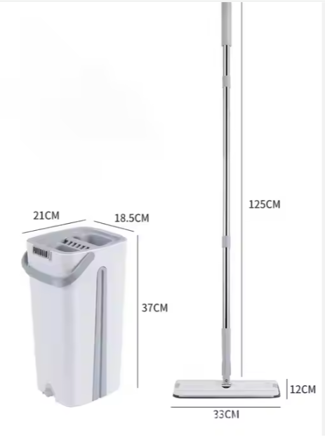 Flat Bottom Mop and Bucket Set med Aluminiumhåndtak Luvikno