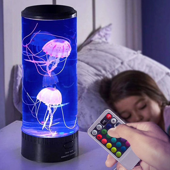 SerenitySphere - LED Akvarium Manet Lampe | Beroligende Lava Lampe med 7 Farger | Atmosfærisk Belysning | Luvikno