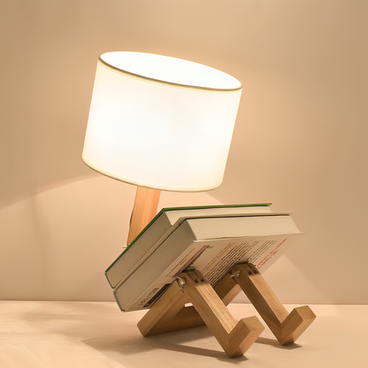 NordicLight – Skandinavisk Bordlampe med Integrert Bokhylle | Luvikno