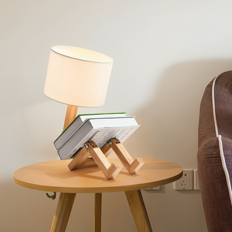 NordicLight – Skandinavisk Bordlampe med Integrert Bokhylle | Luvikno
