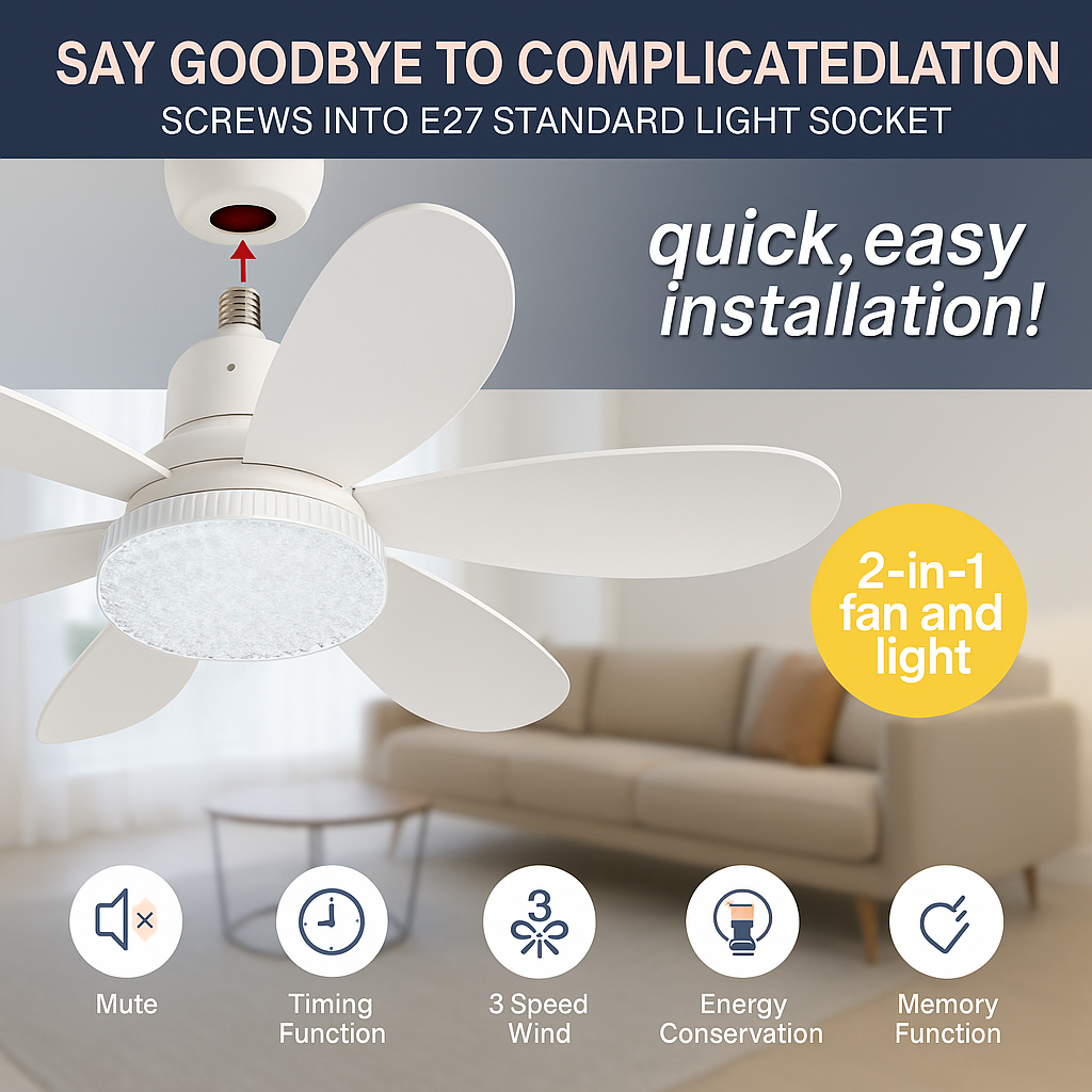 Elegant Flower Energy Saving RC Ceiling Fan Lamp | Luvikno