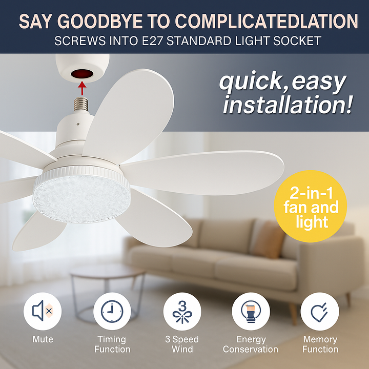 Elegant Flower Energy Saving RC Ceiling Fan Lamp | Luvikno