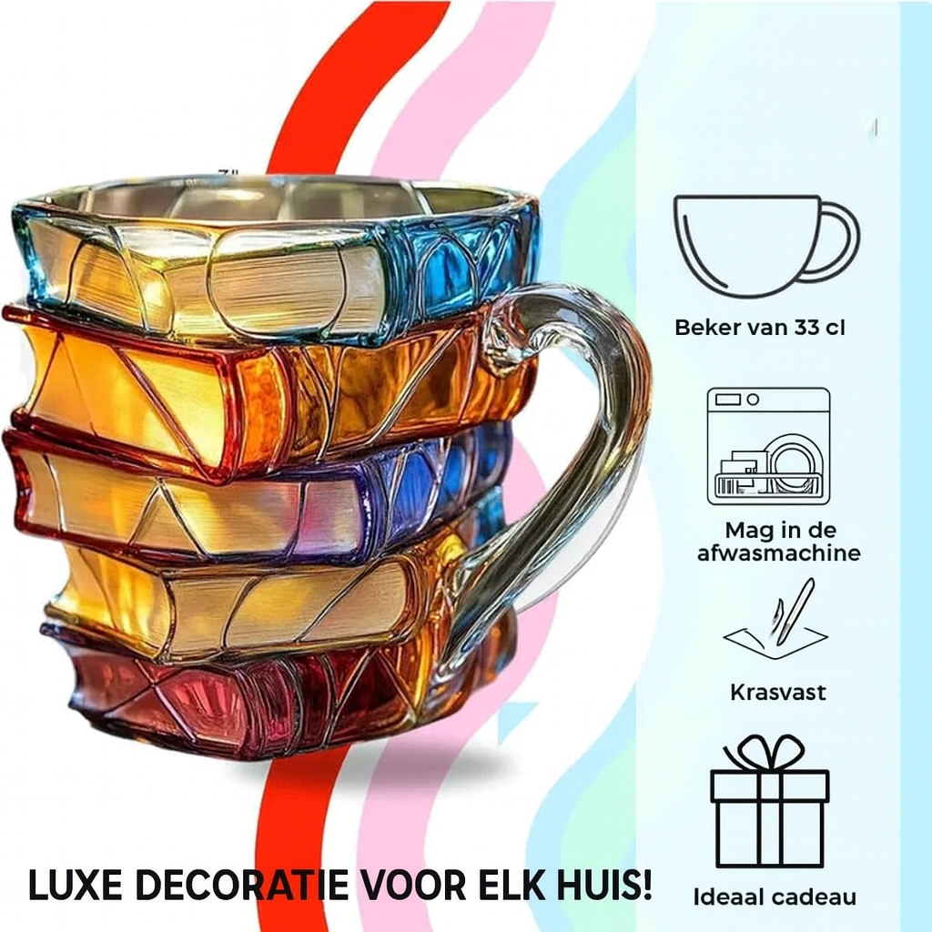 BookCup 3D kopp – Håndmalte litteraturkopp i bokform | Luvikno