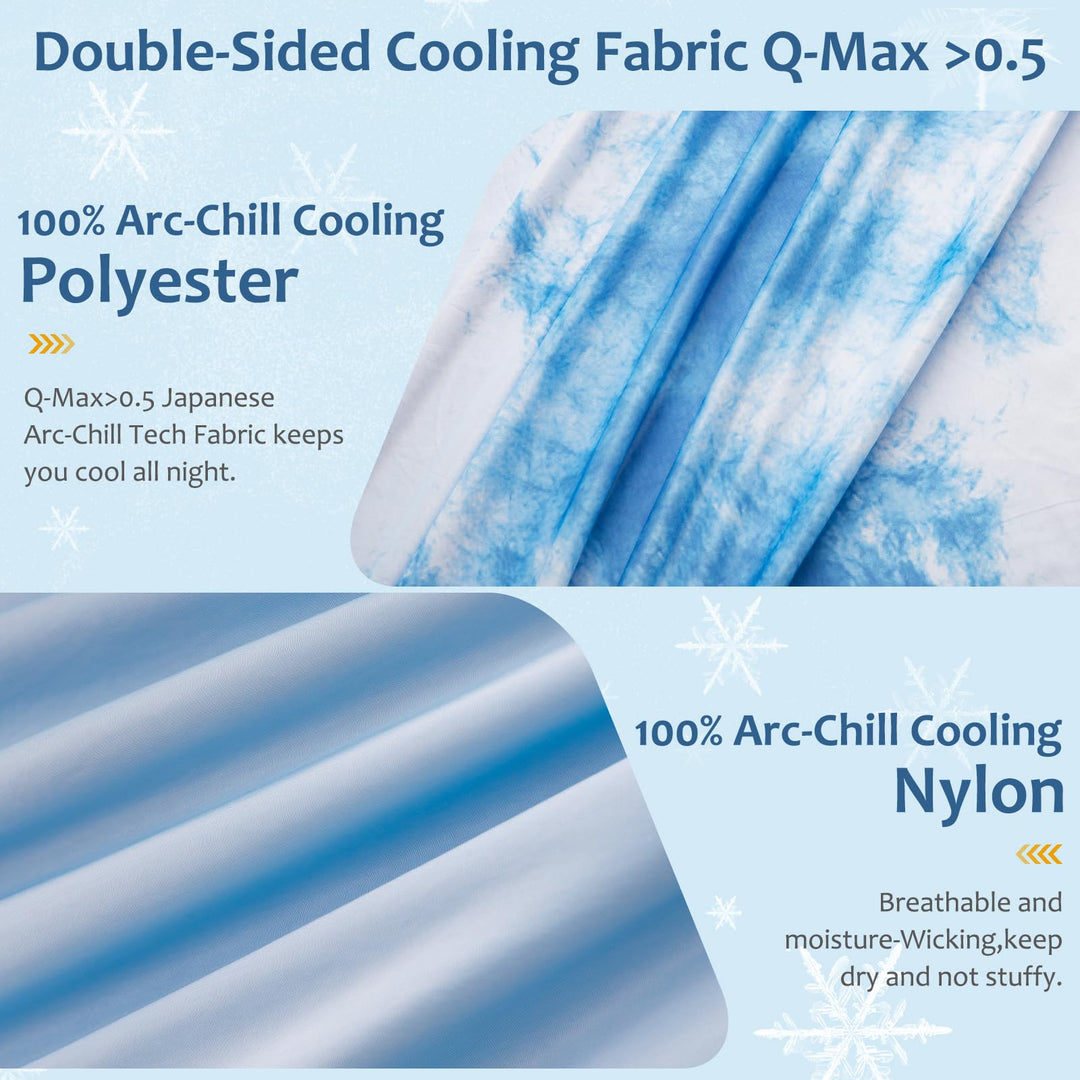 Tie Dye Kjøleteppe – Q-Max 0.5+ Dobbeltlag Dobbelsidig Kald Berøring Teppe for Komfortable Sommernetter – Blå | Luvikno