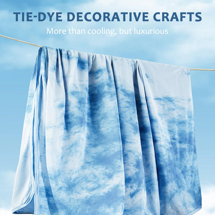 Tie Dye Kjøleteppe – Q-Max 0.5+ Dobbeltlag Dobbelsidig Kald Berøring Teppe for Komfortable Sommernetter – Blå | Luvikno