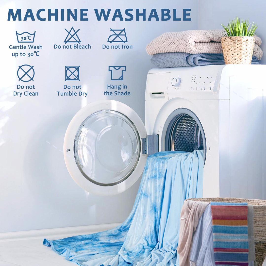 Tie Dye Kjøleteppe – Q-Max 0.5+ Dobbeltlag Dobbelsidig Kald Berøring Teppe for Komfortable Sommernetter – Blå | Luvikno