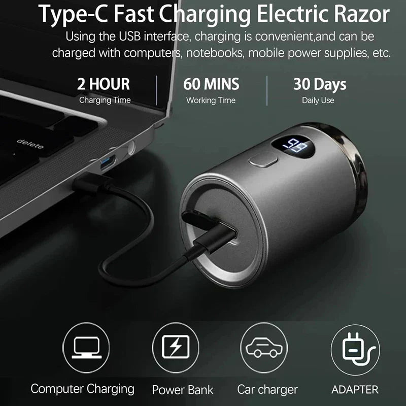 Luvikno | TrimTech Pocket Shaver | Kompakt og kraftig elektrisk barbermaskin for glatt hud på farten
