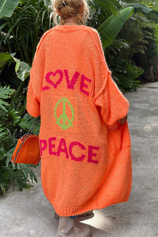 Luvik | Overdimensjonert strikket vest med Love & Peace -motiv