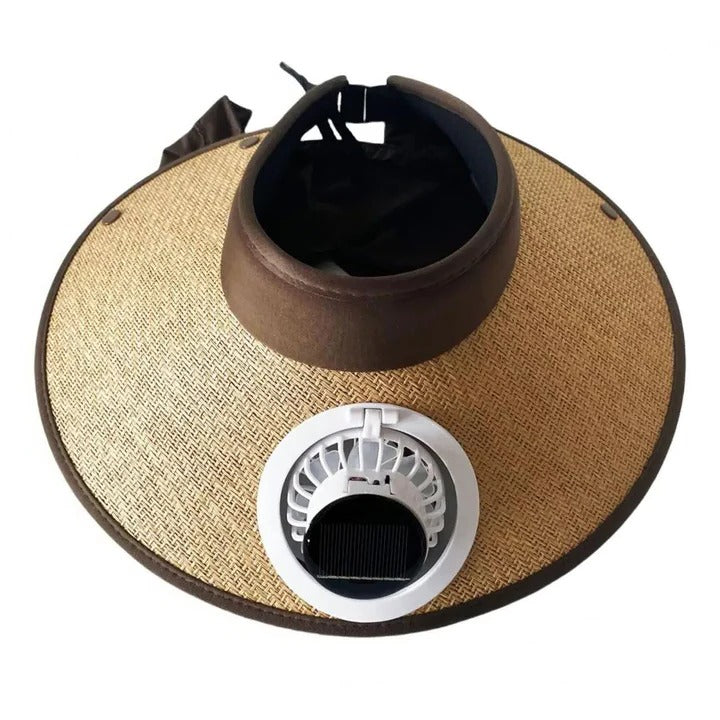 Bred brim solhatt med solcelledrevet vifte | Luvikno