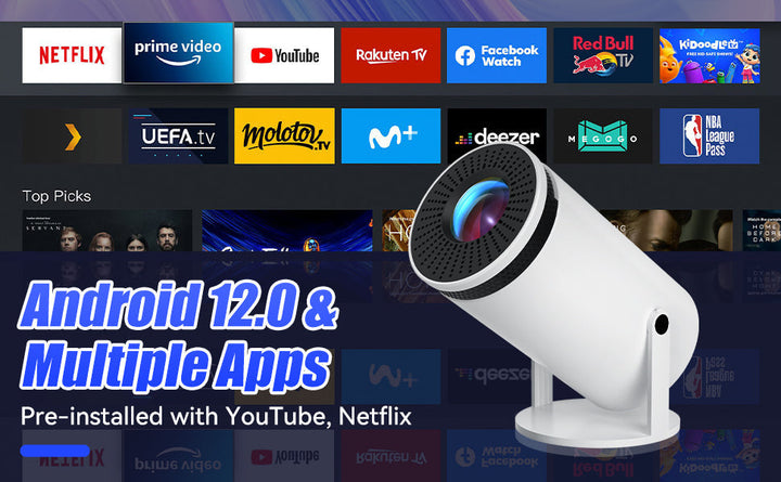 VisionCast 130X – Bærbar Mini Projektor med Android 12 og 130 Tommer Prosjektering | Luvikno