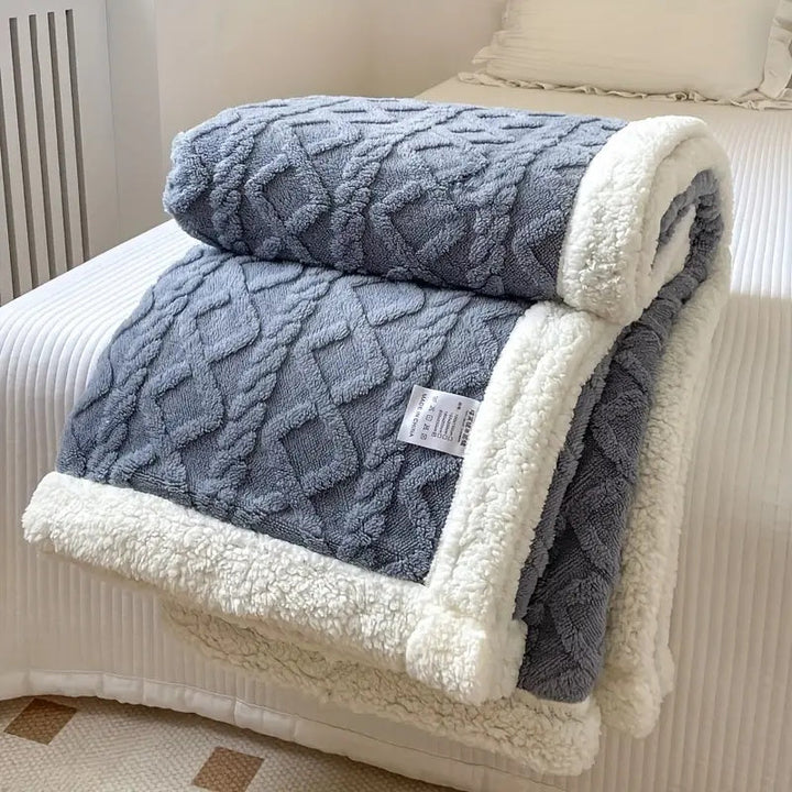 Luvikno | Fleece Kaste Teppe Sherpa Vendbar Sengeoverdrag