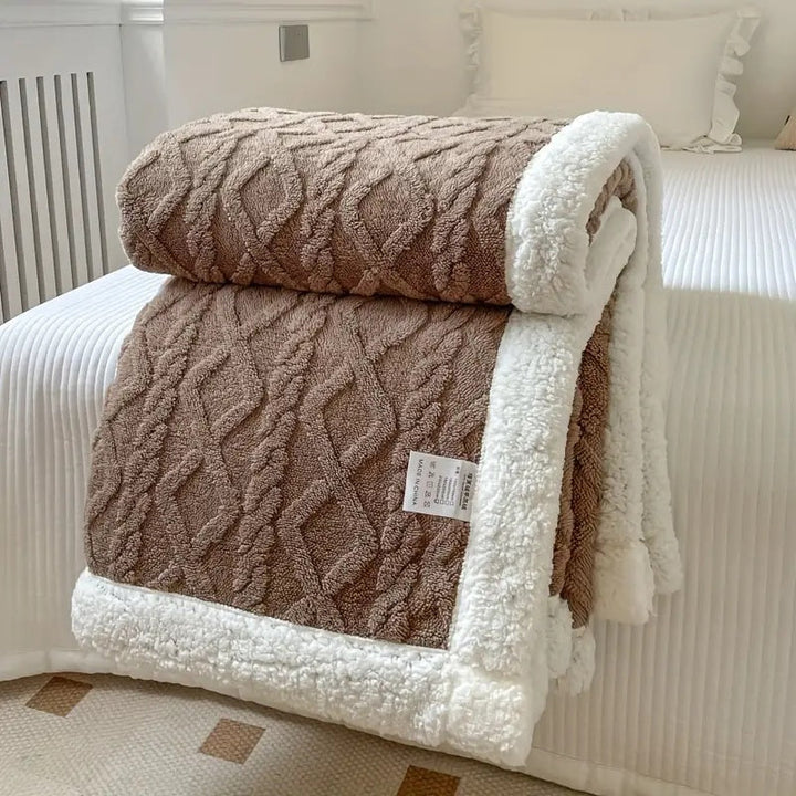 Luvikno | Fleece Kaste Teppe Sherpa Vendbar Sengeoverdrag