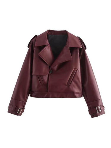 Luvik | Skinntrenden Crop-jakke med belte
