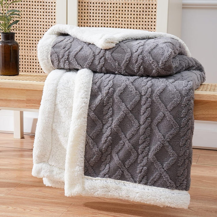 Luvikno | Fleece Kaste Teppe Sherpa Vendbar Sengeoverdrag