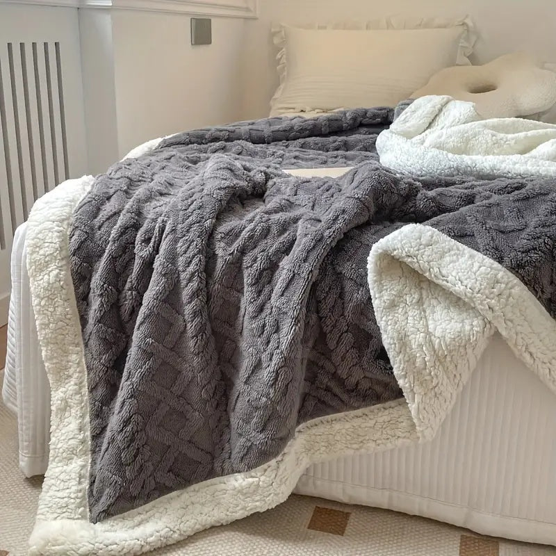 Luvikno | Fleece Kaste Teppe Sherpa Vendbar Sengeoverdrag