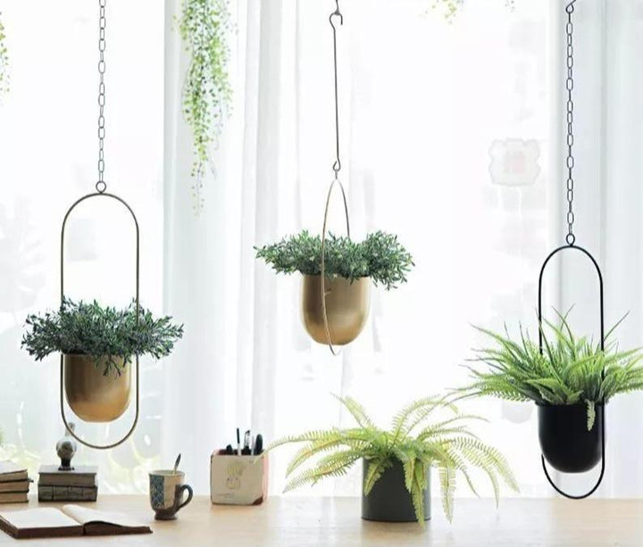 HaloRing Hengende Planteholder – Metall Hengende Blomsterkrukke for Innendørs og Utendørs | Luvikno