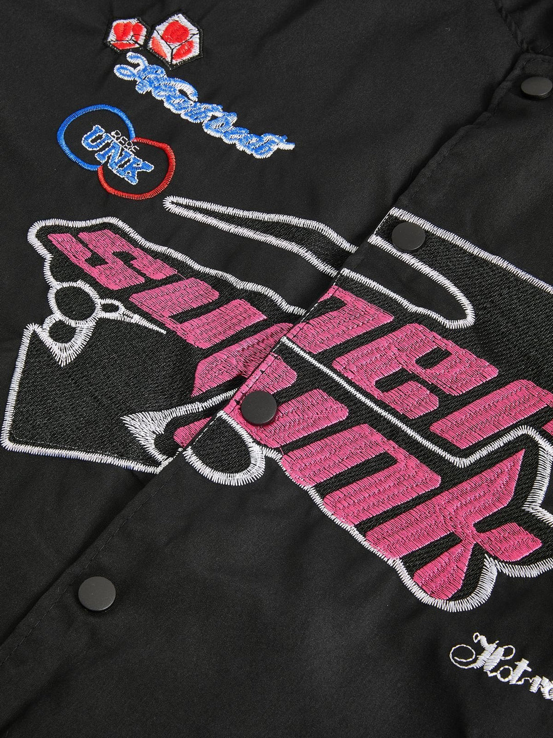 Luvik | Vintage Moottoripyörä Bomber-takki, jossa on Kirjonta