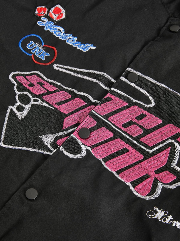 Luvik | Vintage Moottoripyörä Bomber-takki, jossa on Kirjonta