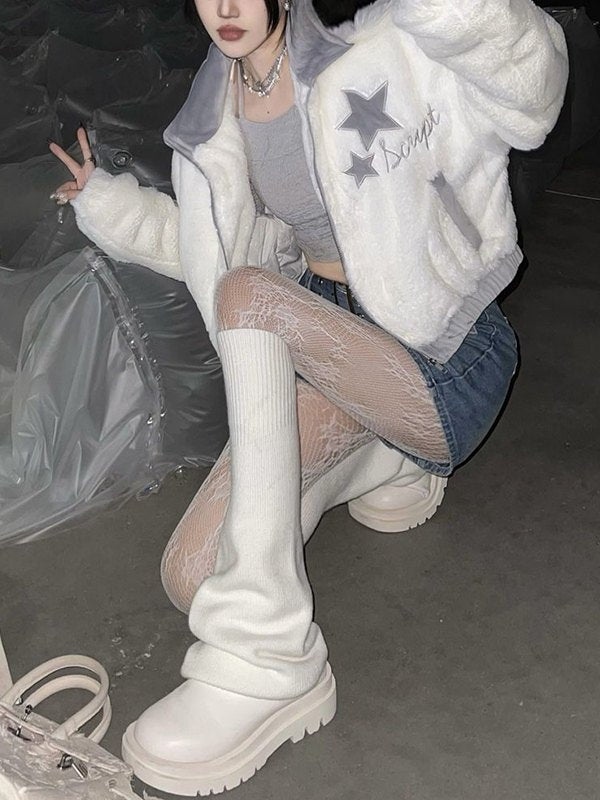 Luvik | Y2K Retro Fleece-takki tähtikirjonnalla