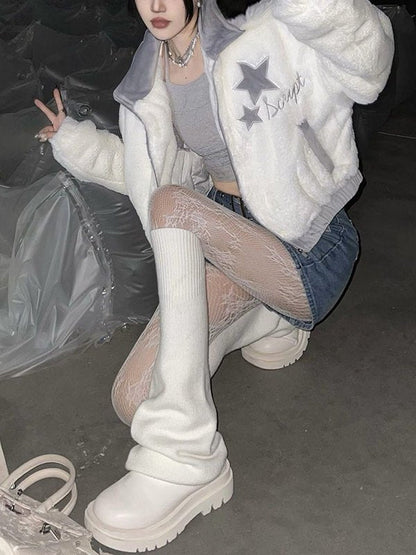 Luvik | Y2K Retro Fleece-takki tähtikirjonnalla