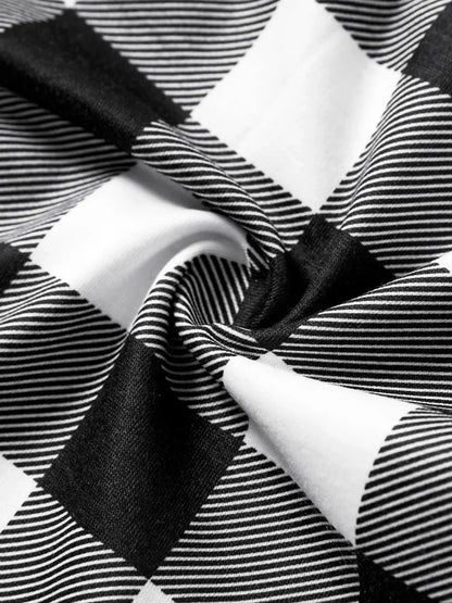 Luvik | Jouluhattu ja 'Believe' kirjainpainatus kuviollinen musta valkoinen ruututakkisetti